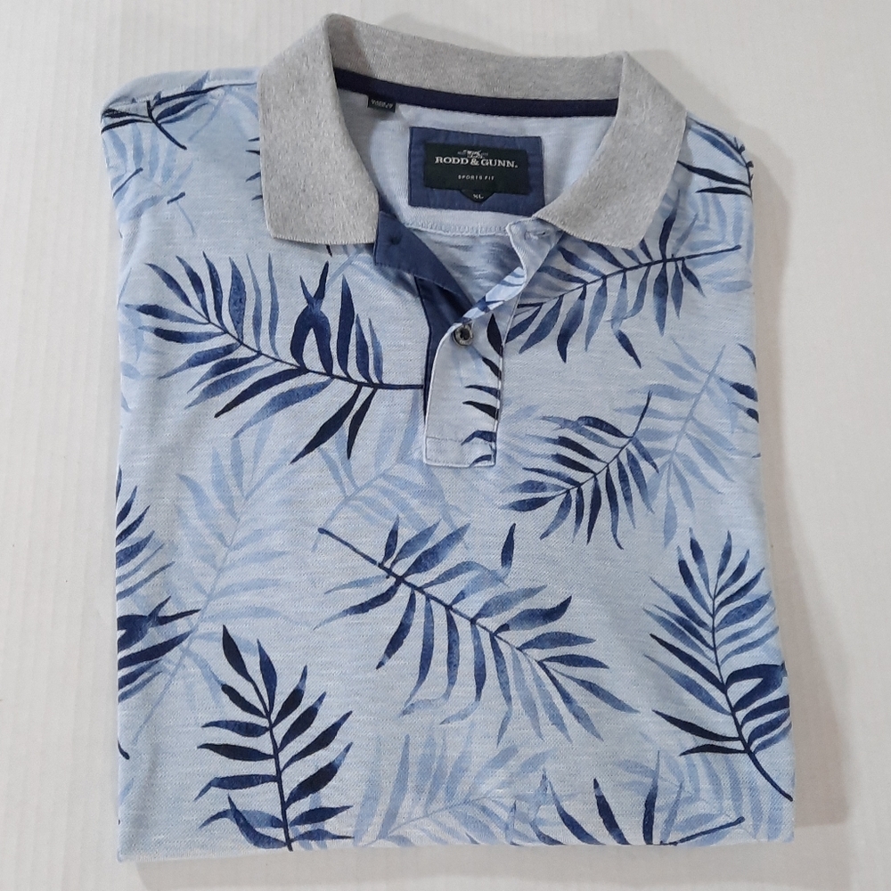 Rodd & Gunn Bedivere Falls Sports Fit Leaf Print Polo Shirt